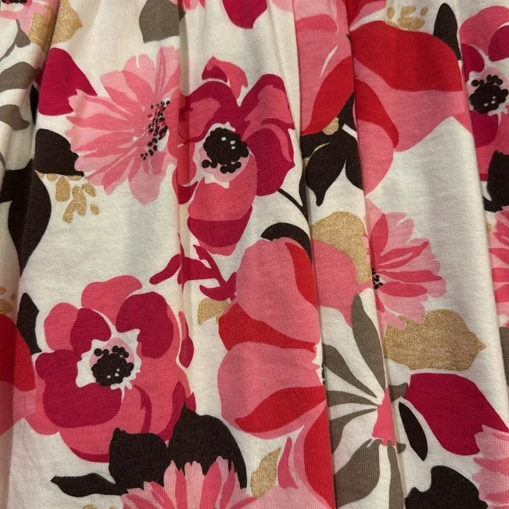 Gymboree floral dress size 4 with gold elastic waist